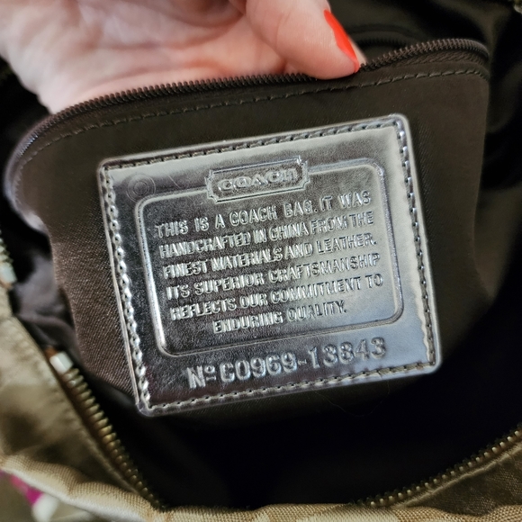 Coach Poppy Signature C Spotlight Pocket Tote Khaki/Pink - Picture 5 of 7